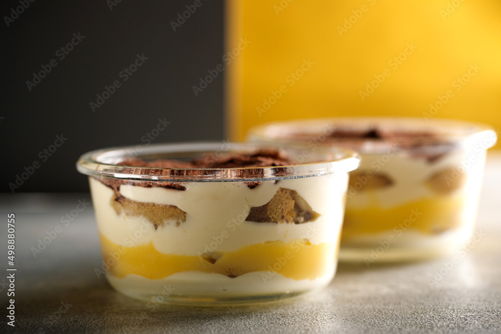 Tiramisu. Dessert with cream for breakfast. High quality photo