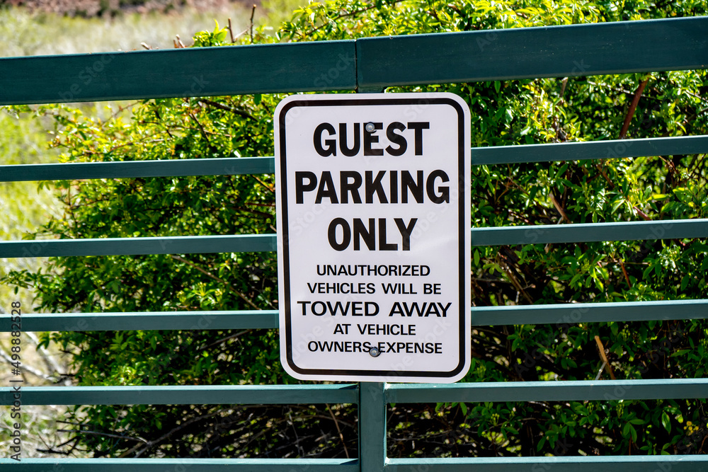 Guest parking only warning sign Guest parking only warning sign