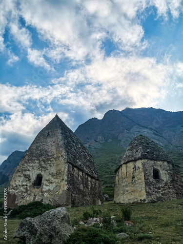 Eltyubyu is the city of the dead. Ancient Stone Crypts in Kabardino-Balkaria, Russia June 2021.
