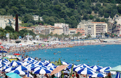 Central beach in sunny Nice, on the French Riviera