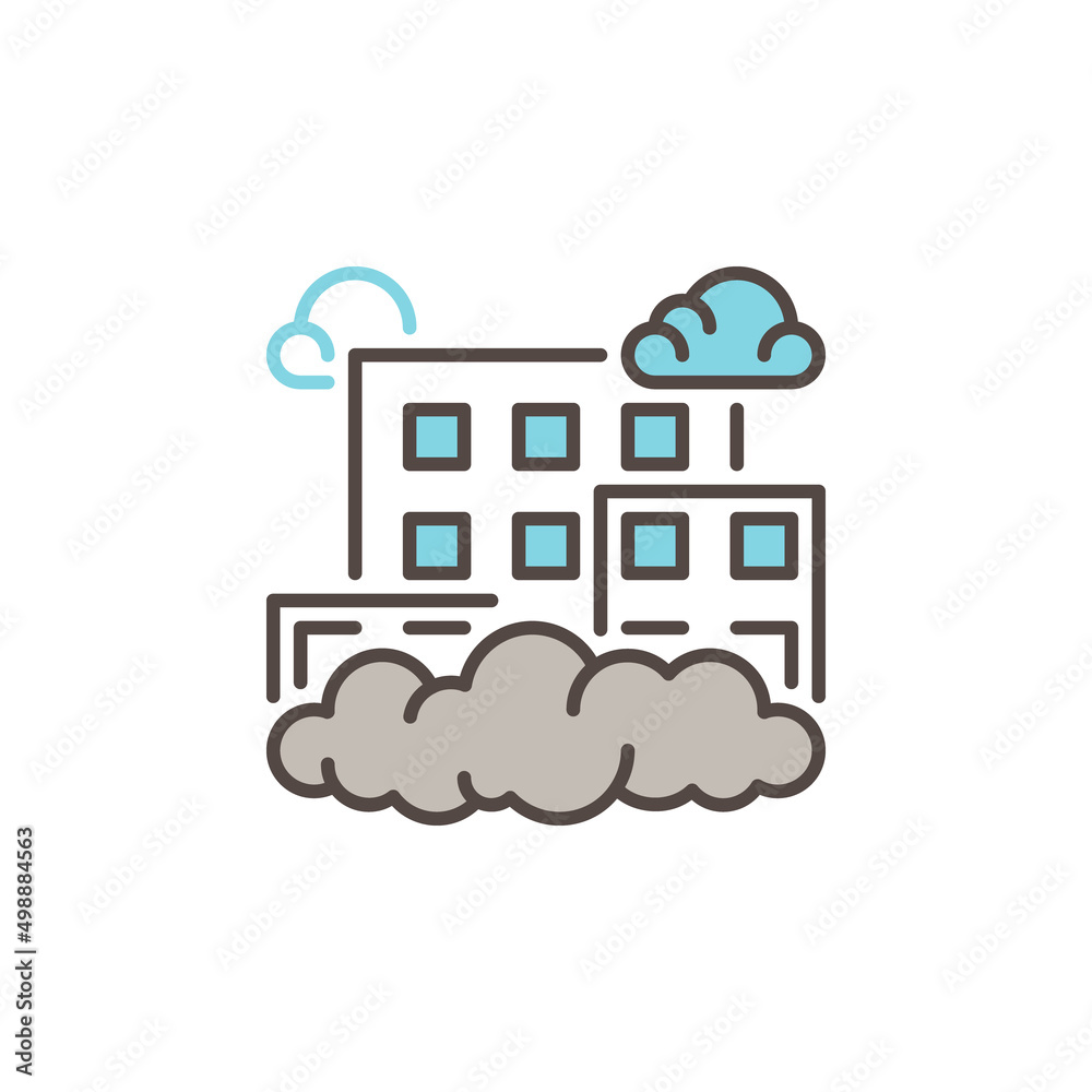 Obraz premium Smog or Smoke Fog in City vector Air Pollution modern icon