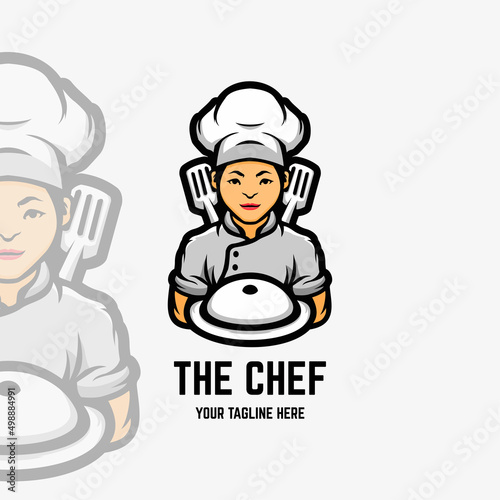 The chef cartoon mascot logo template