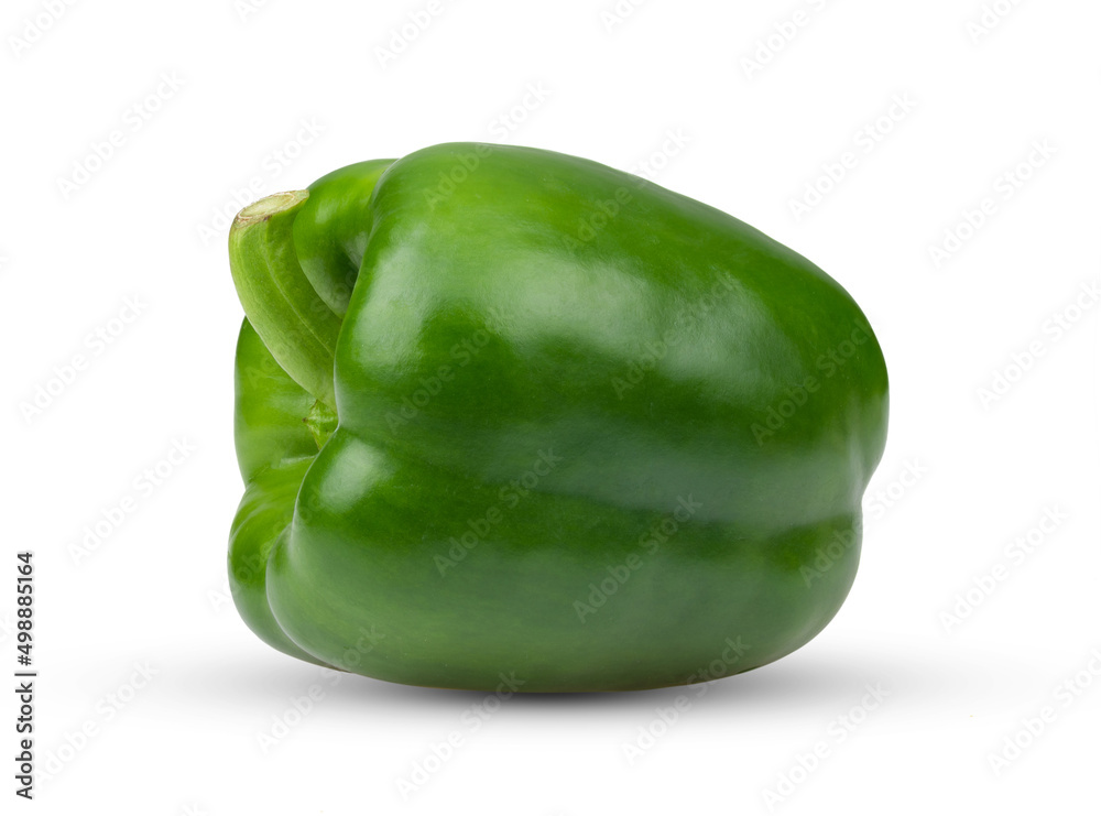 Single green bell pepper on white. Single green bell pepper on white.