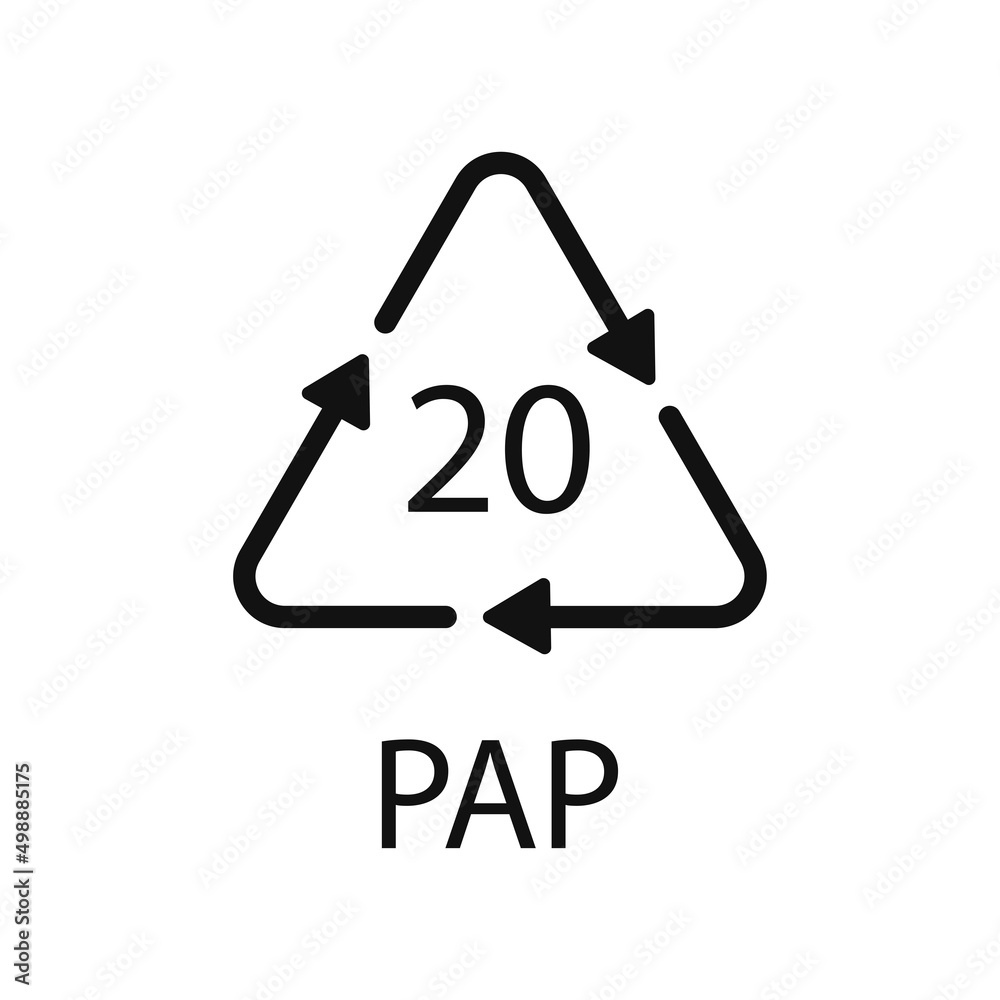 Paper recycling symbol PAP 20. Vector illustration Paper recycling symbol PAP 20. Vector illustration