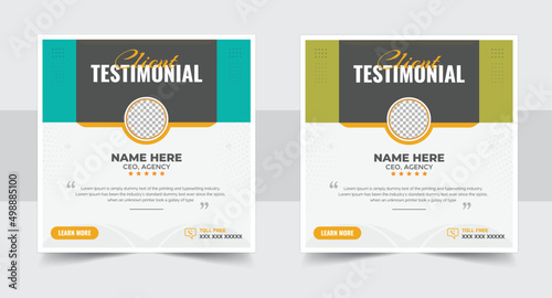 Customer feedback review or testimonial social media post template design