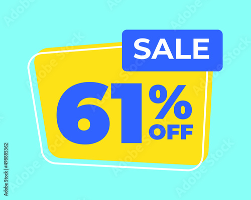 61% off tag sixty one percent discount sale blue letter yellow background