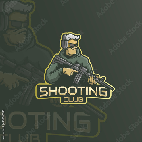 Shooting club rifle mascot modern logo template