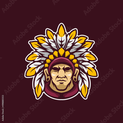 Indian culture head mascot logo template