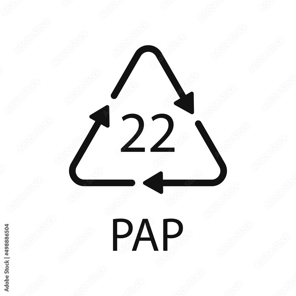Paper recycling symbol PAP 22. Vector illustration.