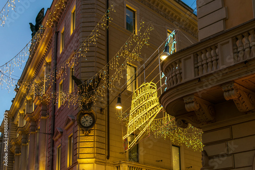 Buildings in Rome Decorated for Holidays, Italy