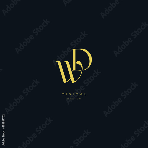 Initial letter WD minimal vector icon