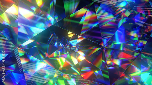 Diamond facets abstract diffraction background 3D render photo