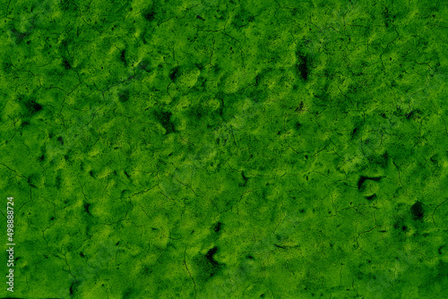 Green cracked paint of a swimming pool bottom. Green abstract background. Moody green.