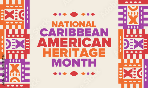 Caribbean American Heritage Month in June. Culture Month to the people of America. Celebrate annual with festival. Happy holiday. Poster  card  banner and background. Vector illustration