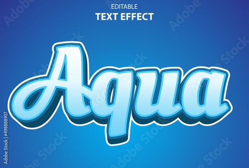 aqua text effect with blue color 3d style for template.