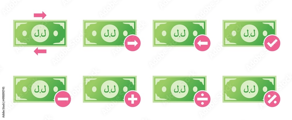 Lebanese Pound Money Transaction Icon Set Lebanese Pound Money Transaction Icon Set