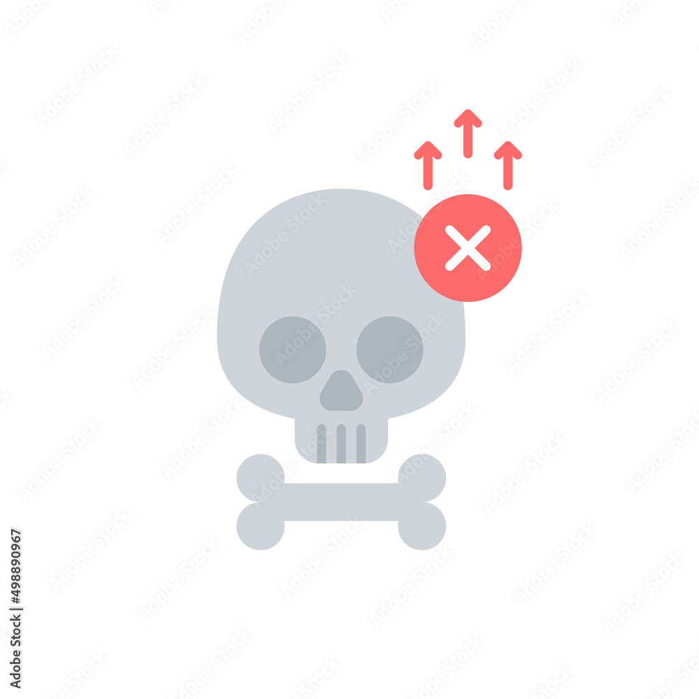 Skull and bone Flat icon, The increasing death, Vector. Skull and bone Flat icon, The increasing death, Vector.