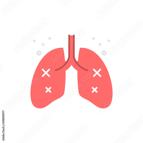 Damaged or infected lung Flat icon, Vector.