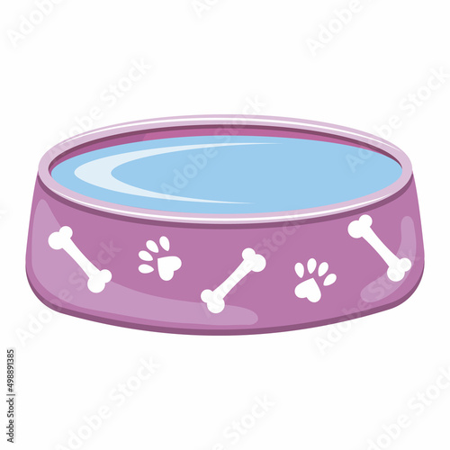A bowl of water for dogs and cats. Vector illustration in a flat style, isolated on a white background.