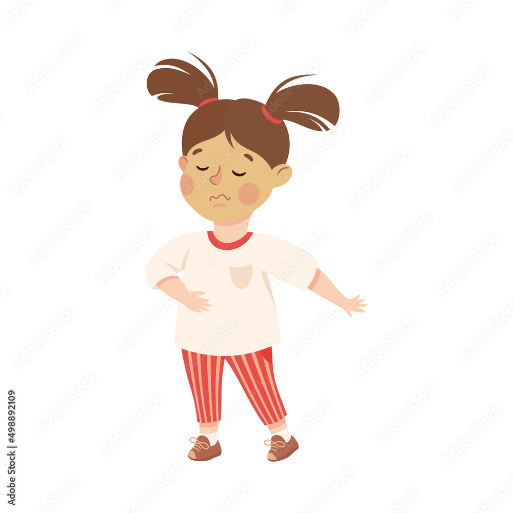 Sick Little Girl Feeling Unwell Suffering from Vomiting Sickness Vector Illustration Sick Little Girl Feeling Unwell Suffering from Vomiting Sickness Vector Illustration