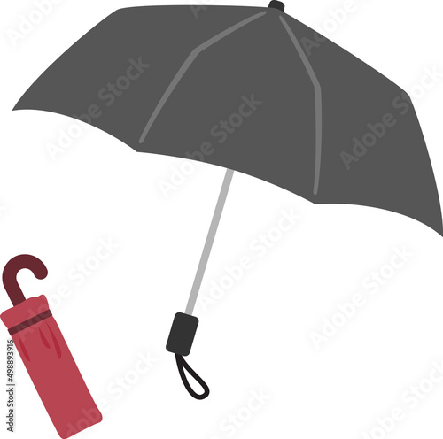 開いた折り畳み傘と畳んだ折り畳み傘