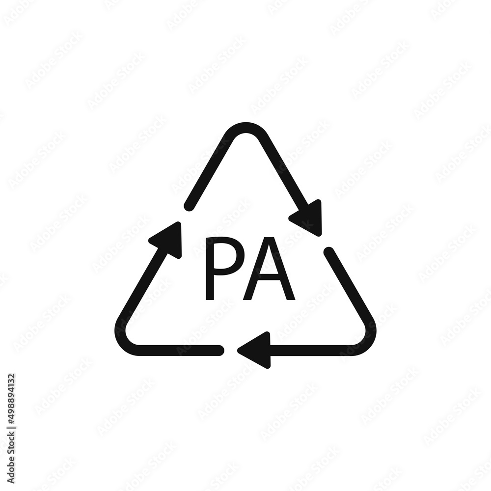 Plastic recycling symbol PA polyamide, vector illustration