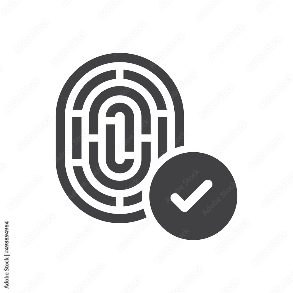 Fingerprint icon with approved sign symbol Fingerprint icon with approved sign symbol