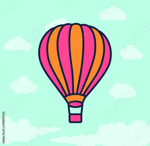 Hot Air Balloon vector illustration  Hot air balloon in the clouds background  Icons and symbol design.