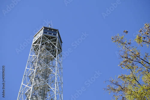 Milan, Italy - April 02 2022. The famous tower in the Milan center, named 