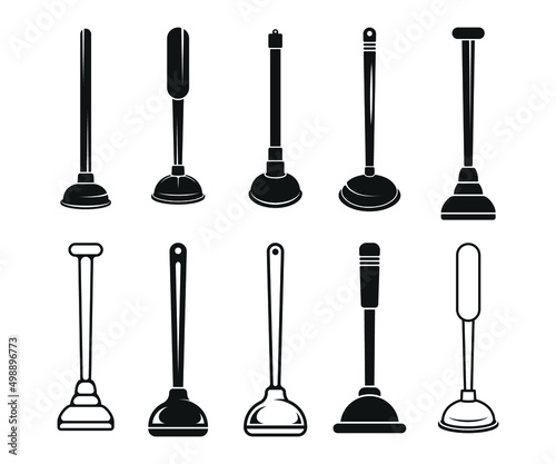 Rubber Plunger Black Colour Some Collection Vector And Symbol Design, Free Vector    