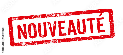 Red stamp on a white background  - Novelty in french - Nouveauté