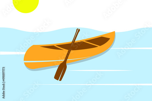 Unique Yellow Colour Canoe Illustration.