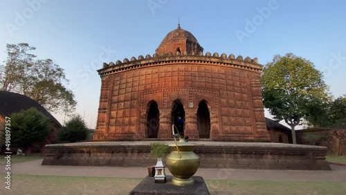 The famous Madan Mohan temple located in Bishnupur, West Bengal, India. Madanmohan Temple, Bishnupur , India - made of terracotta (baked clay) - world famous tourist spot. photo