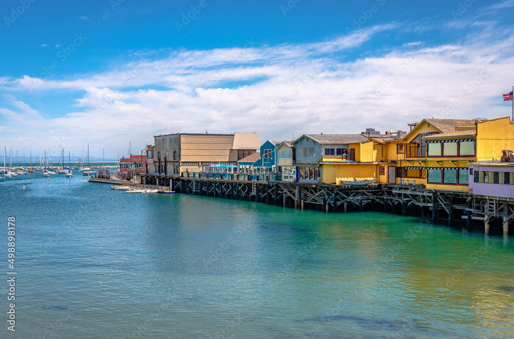 The Old Fisherman's Wharf in Monterey, California. It used as an active wholesale fish market into the 1960s and eventually became a tourist attraction.