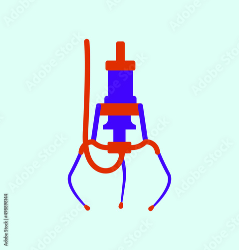Industrial Crane For Lumber Trunk Wood Production Flat Clip Art Icon And Vector Illustration, Premium Vector.