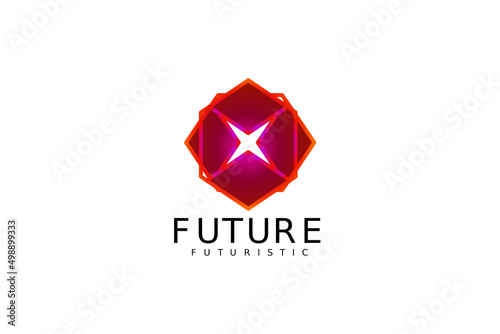 tech abstract gradient x corporate logo design