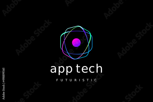 tech round gradient corporate logo design