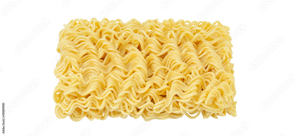 Noodles instant, raw, close-up, isolated on white background with clipping path, element of packaging design. Full depth of field. Noodles instant, raw, close-up, isolated on white background with clipping path, element of packaging design. Full depth of field.