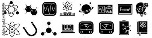 Physics icon vector set. studies illustration sign collection. science symbol or logo.