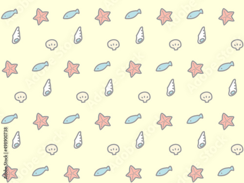 海の生物　パターン背景