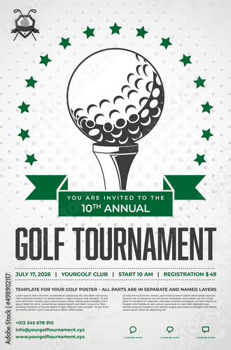 Golf tournament poster template with sample text