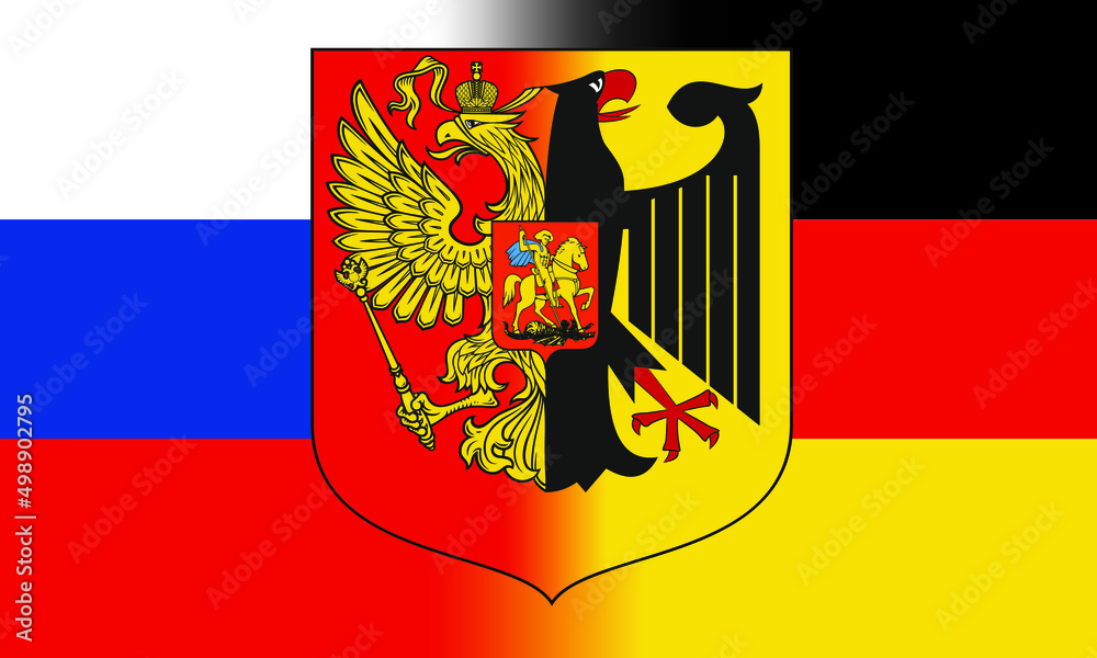 Deutsch Russische Flagge mit Adler.