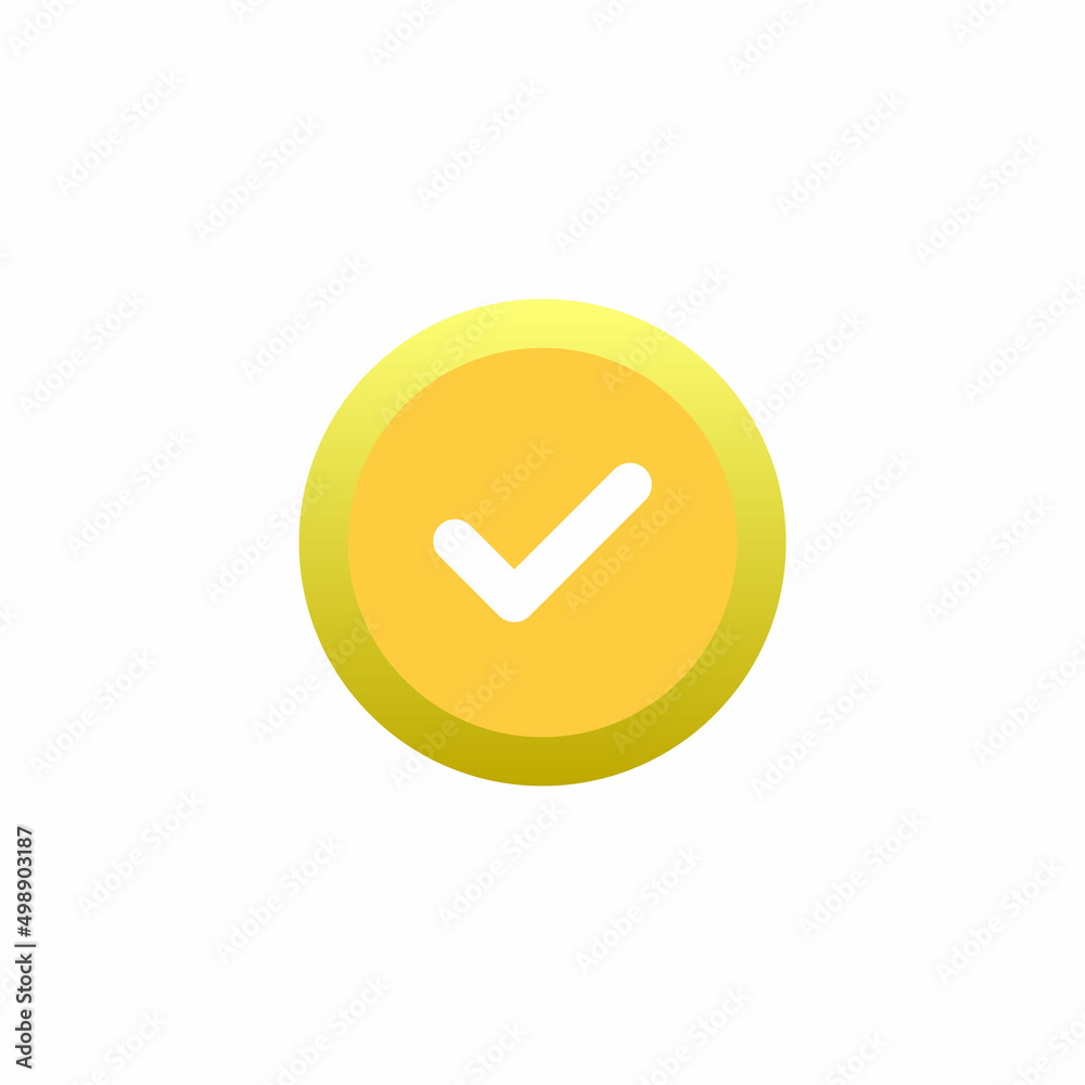 Check Mark Icon in Golden Button. Vector Illustration Check Mark Icon in Golden Button. Vector Illustration
