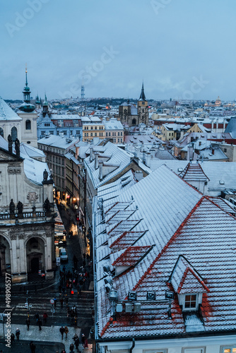 view of the winter city prague