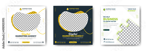 Social media post. Corporate Business. and Digital Marketing Social media post template. Instagram feed post, Social media post template collection. Trendy editable Instagram Post and Stories template