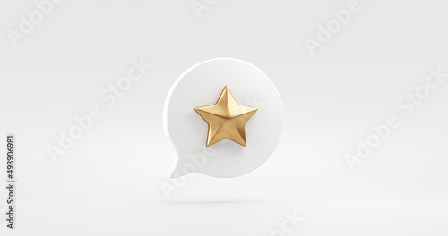 Gold best star rating 3d icon design element isolated on white background of success evaluation rank symbol or satisfaction product quality sign feedback and golden premium customer experience review. photo
