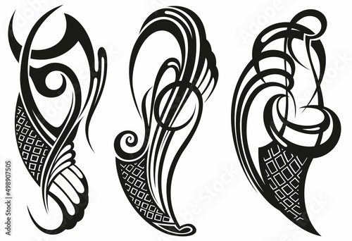 Set of Gothic style tattoo as abstract shape