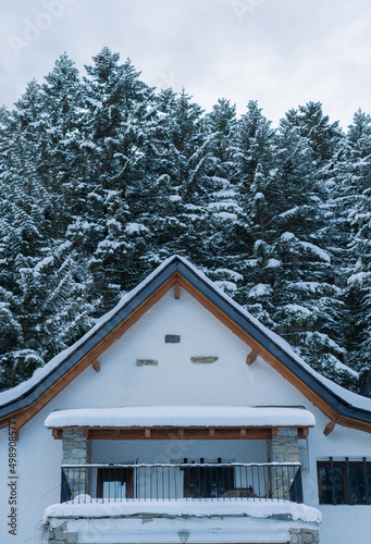 cabin in the winter  mountains