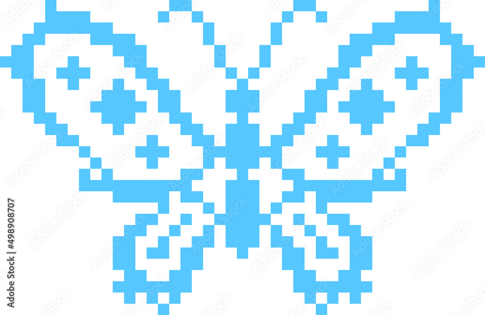 Fototapeta premium Butterfly Pixel Art isolated on white Background vector pixel illustration.