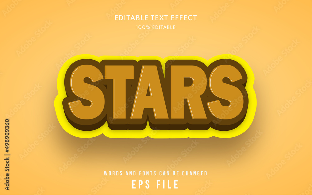 Stars text style effect editable, suitable for headline, title, lettering, etc